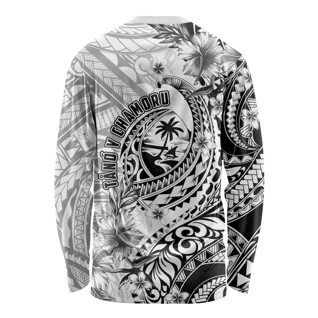 Guam-Land of the Chamorro Long Sleeve Shirt Polynesian Tattoo Style Hibiscus and Plumeria Art LT03 - Polynesian Pride