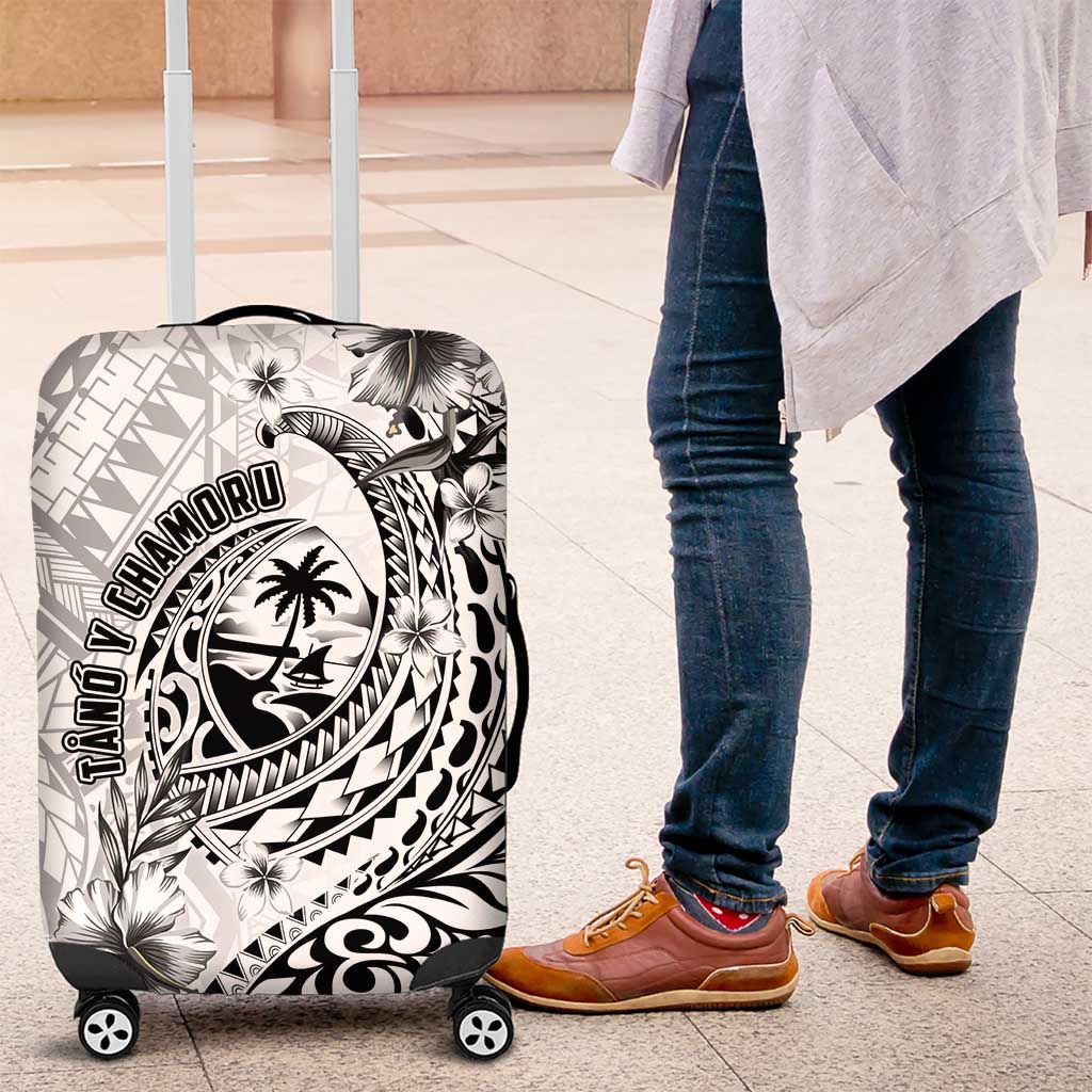 Guam-Land of the Chamorro Luggage Cover Polynesian Tattoo Style Hibiscus and Plumeria Art LT03 Black - Polynesian Pride