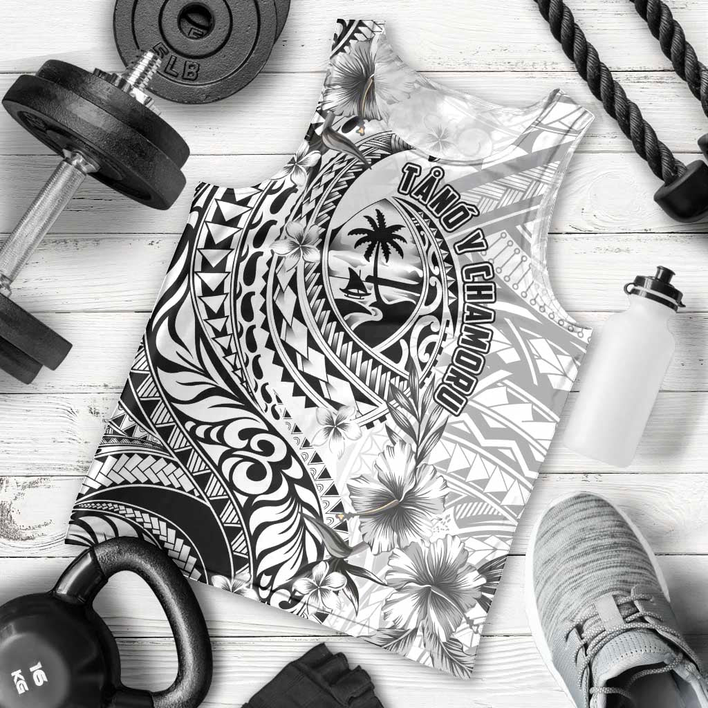 Guam-Land of the Chamorro Men Tank Top Polynesian Tattoo Style Hibiscus and Plumeria Art LT03 - Polynesian Pride