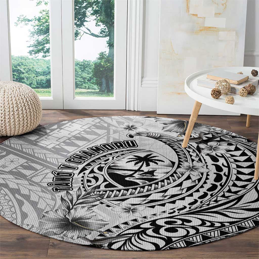 Guam-Land of the Chamorro Round Carpet Polynesian Tattoo Style Hibiscus and Plumeria Art LT03 - Polynesian Pride