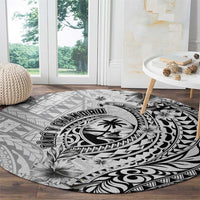 Guam-Land of the Chamorro Round Carpet Polynesian Tattoo Style Hibiscus and Plumeria Art LT03 - Polynesian Pride