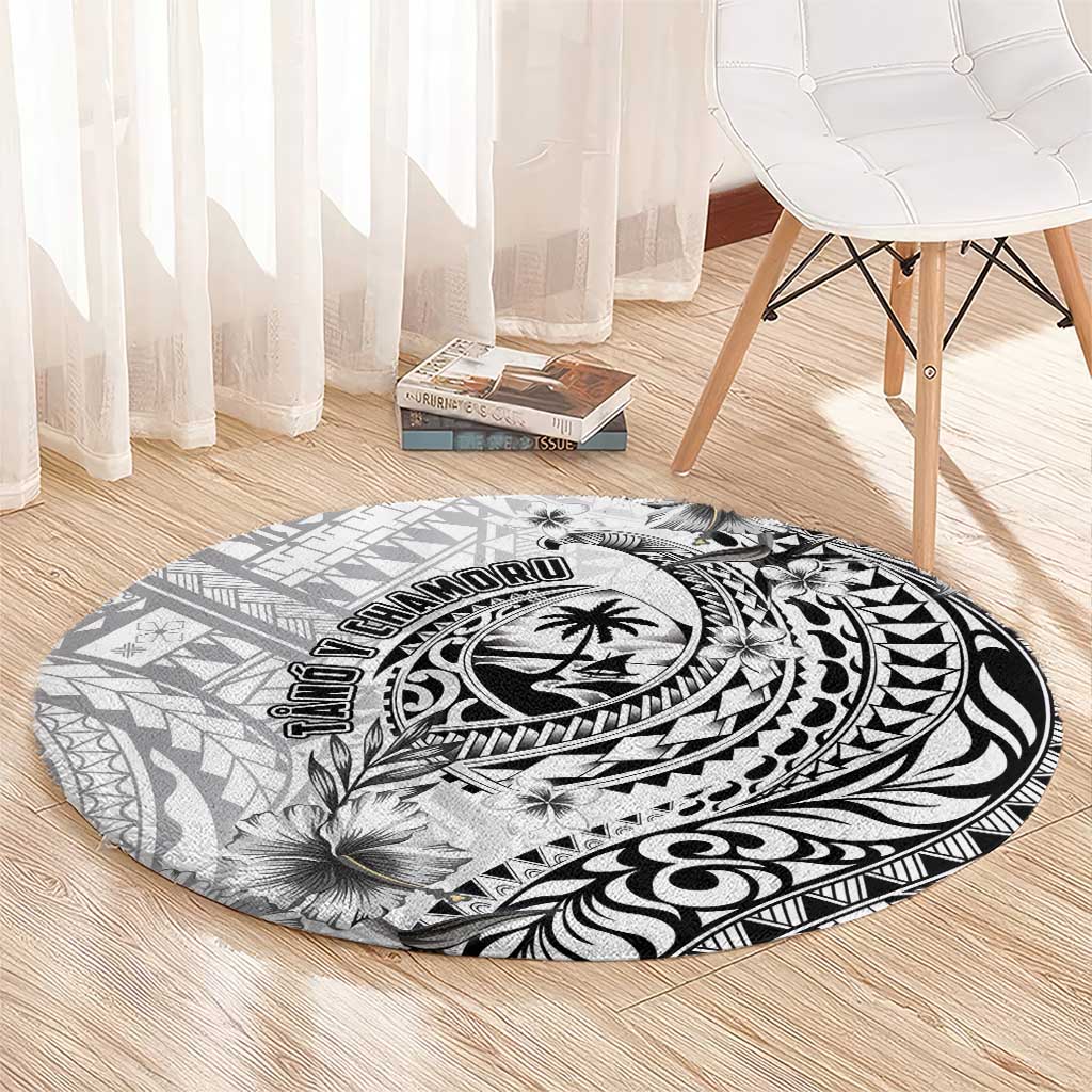 Guam-Land of the Chamorro Round Carpet Polynesian Tattoo Style Hibiscus and Plumeria Art LT03 - Polynesian Pride