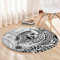 Guam-Land of the Chamorro Round Carpet Polynesian Tattoo Style Hibiscus and Plumeria Art LT03 - Polynesian Pride