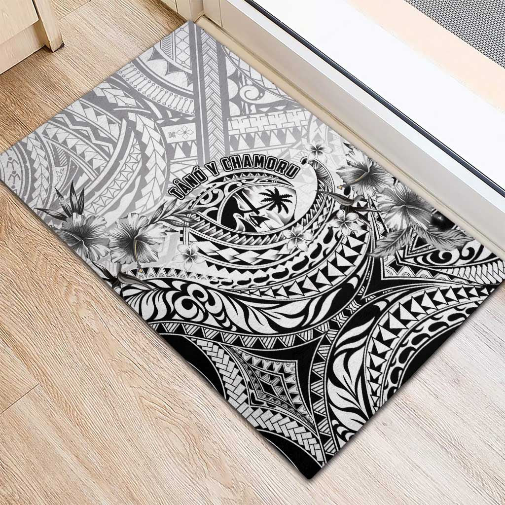 Guam-Land of the Chamorro Rubber Doormat Polynesian Tattoo Style Hibiscus and Plumeria Art LT03 - Polynesian Pride