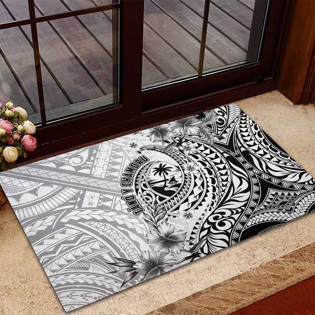 Guam-Land of the Chamorro Rubber Doormat Polynesian Tattoo Style Hibiscus and Plumeria Art LT03 - Polynesian Pride
