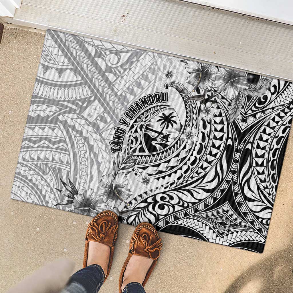 Guam-Land of the Chamorro Rubber Doormat Polynesian Tattoo Style Hibiscus and Plumeria Art LT03 - Polynesian Pride