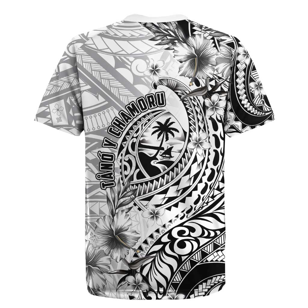 Guam-Land of the Chamorro Rugby Jersey Polynesian Tattoo Style Hibiscus and Plumeria Art LT03 - Polynesian Pride