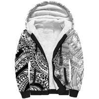 Guam-Land of the Chamorro Sherpa Hoodie Polynesian Tattoo Style Hibiscus and Plumeria Art LT03 Unisex Black - Polynesian Pride