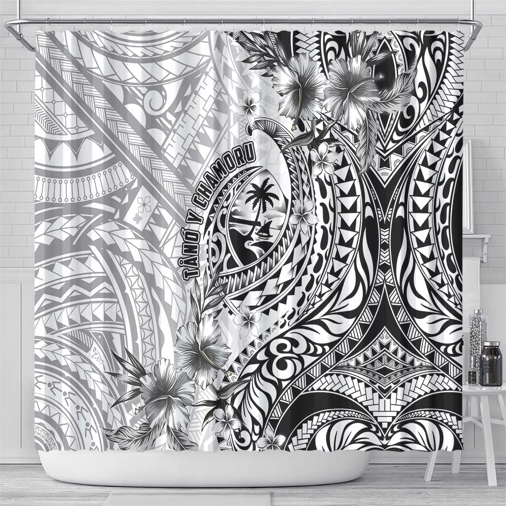 Guam-Land of the Chamorro Shower Curtain Polynesian Tattoo Style Hibiscus and Plumeria Art LT03 - Polynesian Pride