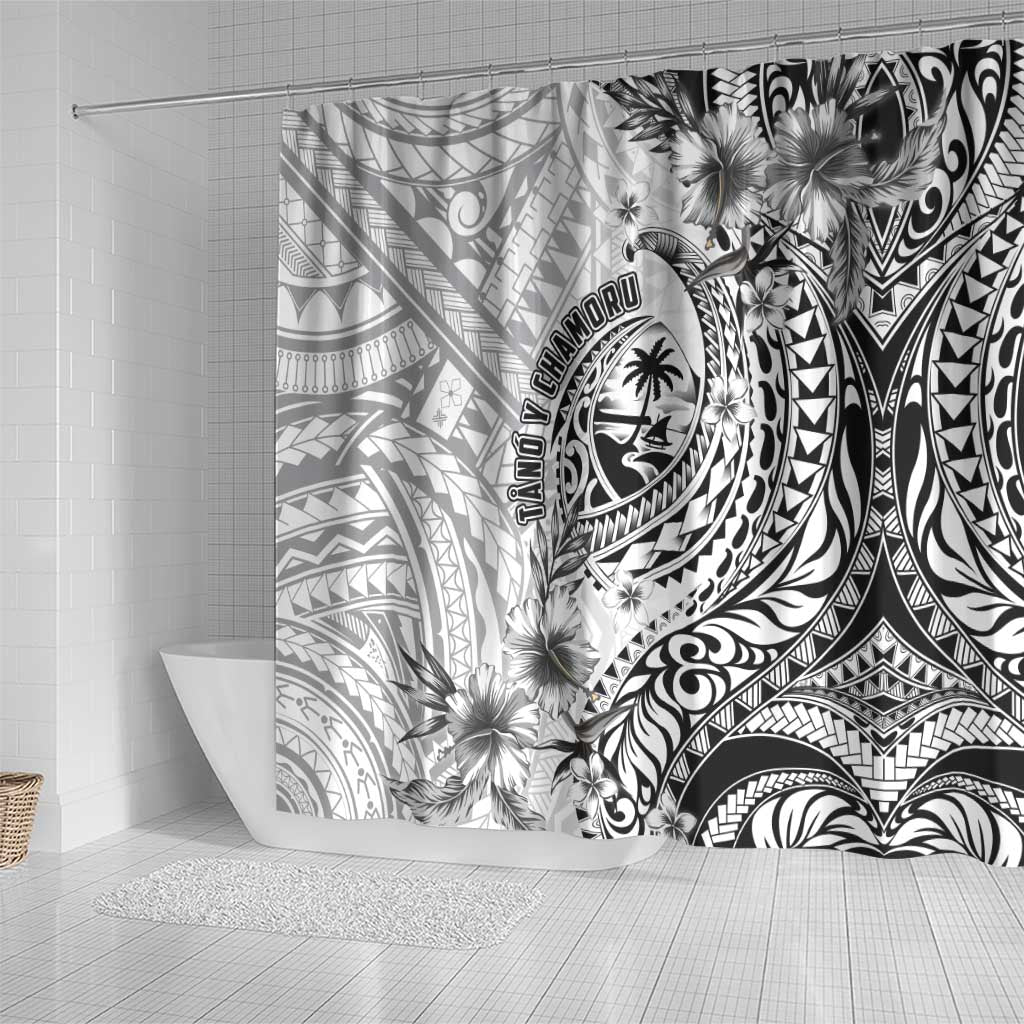 Guam-Land of the Chamorro Shower Curtain Polynesian Tattoo Style Hibiscus and Plumeria Art LT03 - Polynesian Pride