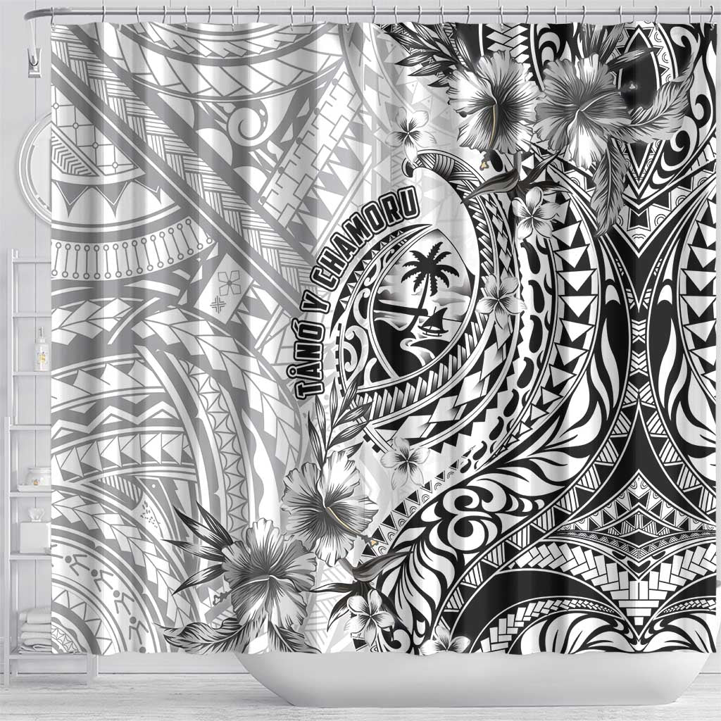 Guam-Land of the Chamorro Shower Curtain Polynesian Tattoo Style Hibiscus and Plumeria Art LT03 - Polynesian Pride
