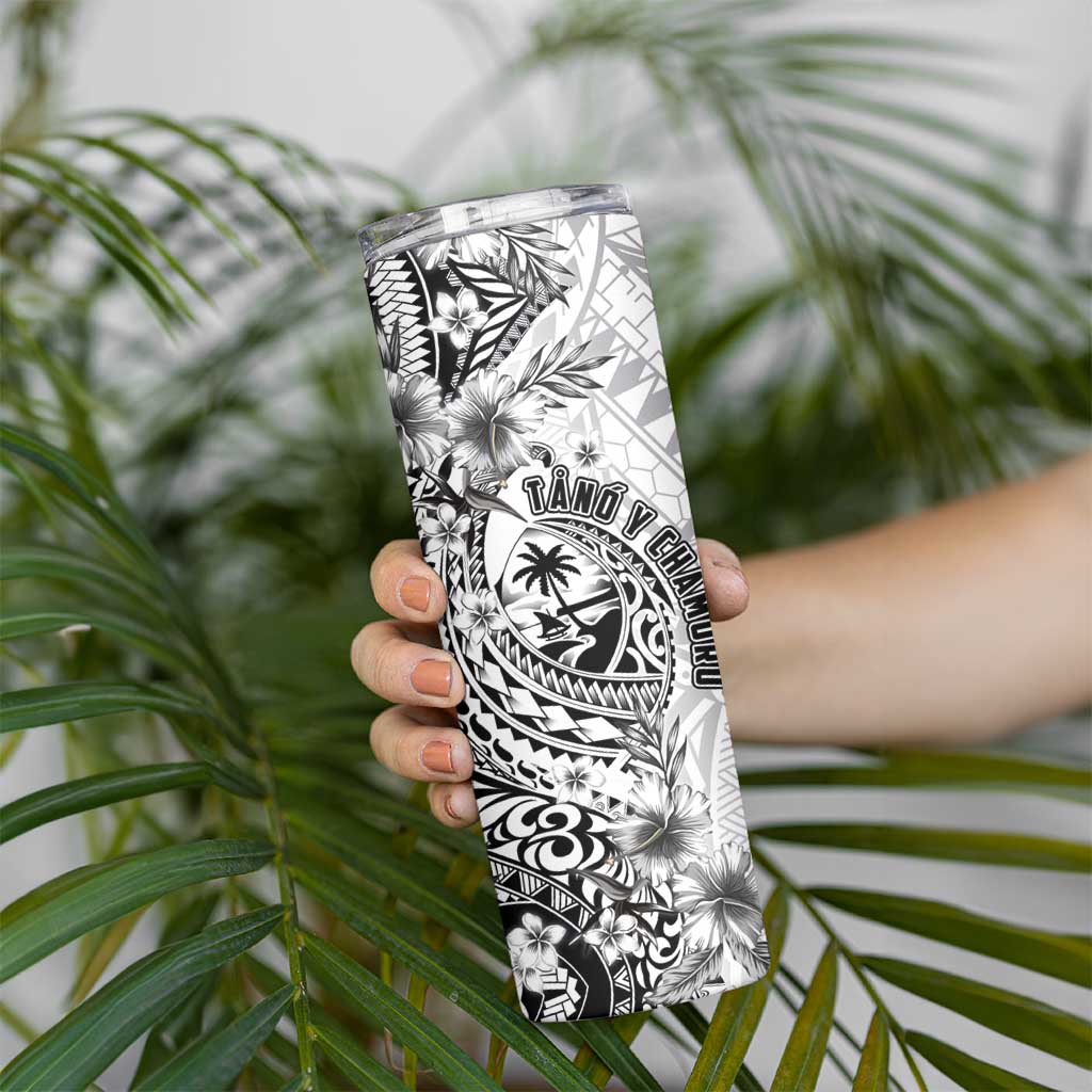 Guam-Land of the Chamorro Skinny Tumbler Polynesian Tattoo Style Hibiscus and Plumeria Art LT03 - Polynesian Pride