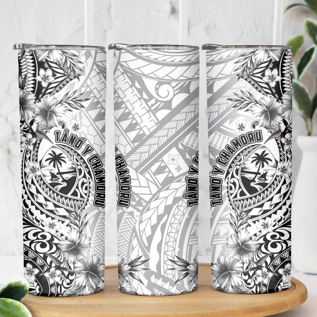 Guam-Land of the Chamorro Skinny Tumbler Polynesian Tattoo Style Hibiscus and Plumeria Art LT03 - Polynesian Pride