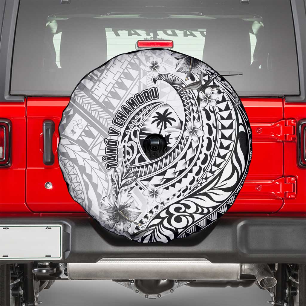 Guam-Land of the Chamorro Spare Tire Cover Polynesian Tattoo Style Hibiscus and Plumeria Art LT03 - Polynesian Pride