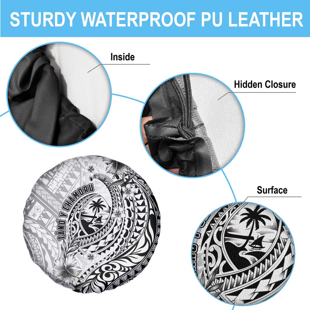 Guam-Land of the Chamorro Spare Tire Cover Polynesian Tattoo Style Hibiscus and Plumeria Art LT03 - Polynesian Pride