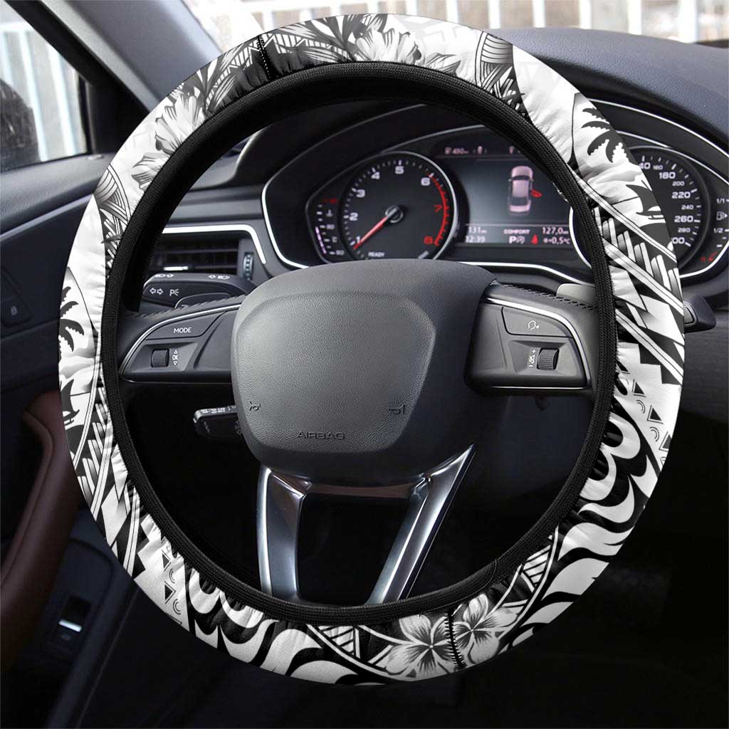 Guam-Land of the Chamorro Steering Wheel Cover Polynesian Tattoo Style Hibiscus and Plumeria Art LT03 - Polynesian Pride