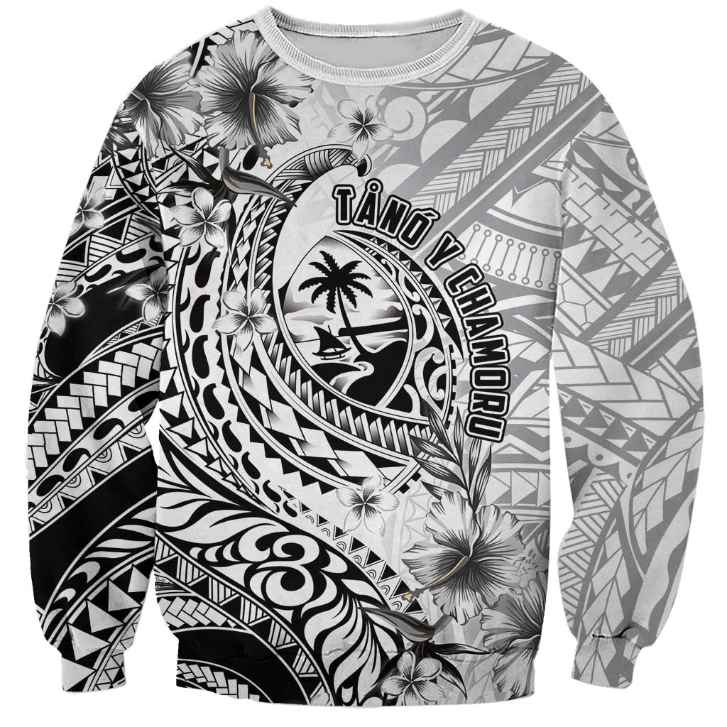 Guam-Land of the Chamorro Sweatshirt Polynesian Tattoo Style Hibiscus and Plumeria Art LT03 Unisex Black - Polynesian Pride