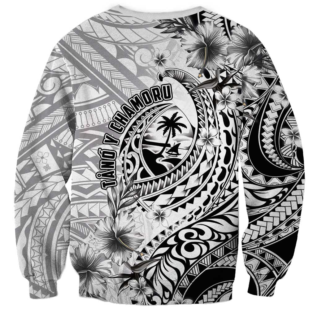 Guam-Land of the Chamorro Sweatshirt Polynesian Tattoo Style Hibiscus and Plumeria Art LT03 - Polynesian Pride