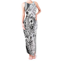 Guam-Land of the Chamorro Tank Maxi Dress Polynesian Tattoo Style Hibiscus and Plumeria Art LT03 Women Black - Polynesian Pride