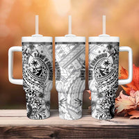 Guam-Land of the Chamorro Tumbler With Handle Polynesian Tattoo Style Hibiscus and Plumeria Art LT03 - Polynesian Pride