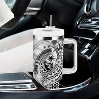 Guam-Land of the Chamorro Tumbler With Handle Polynesian Tattoo Style Hibiscus and Plumeria Art LT03 - Polynesian Pride