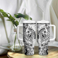 Guam-Land of the Chamorro Tumbler With Handle Polynesian Tattoo Style Hibiscus and Plumeria Art LT03 - Polynesian Pride