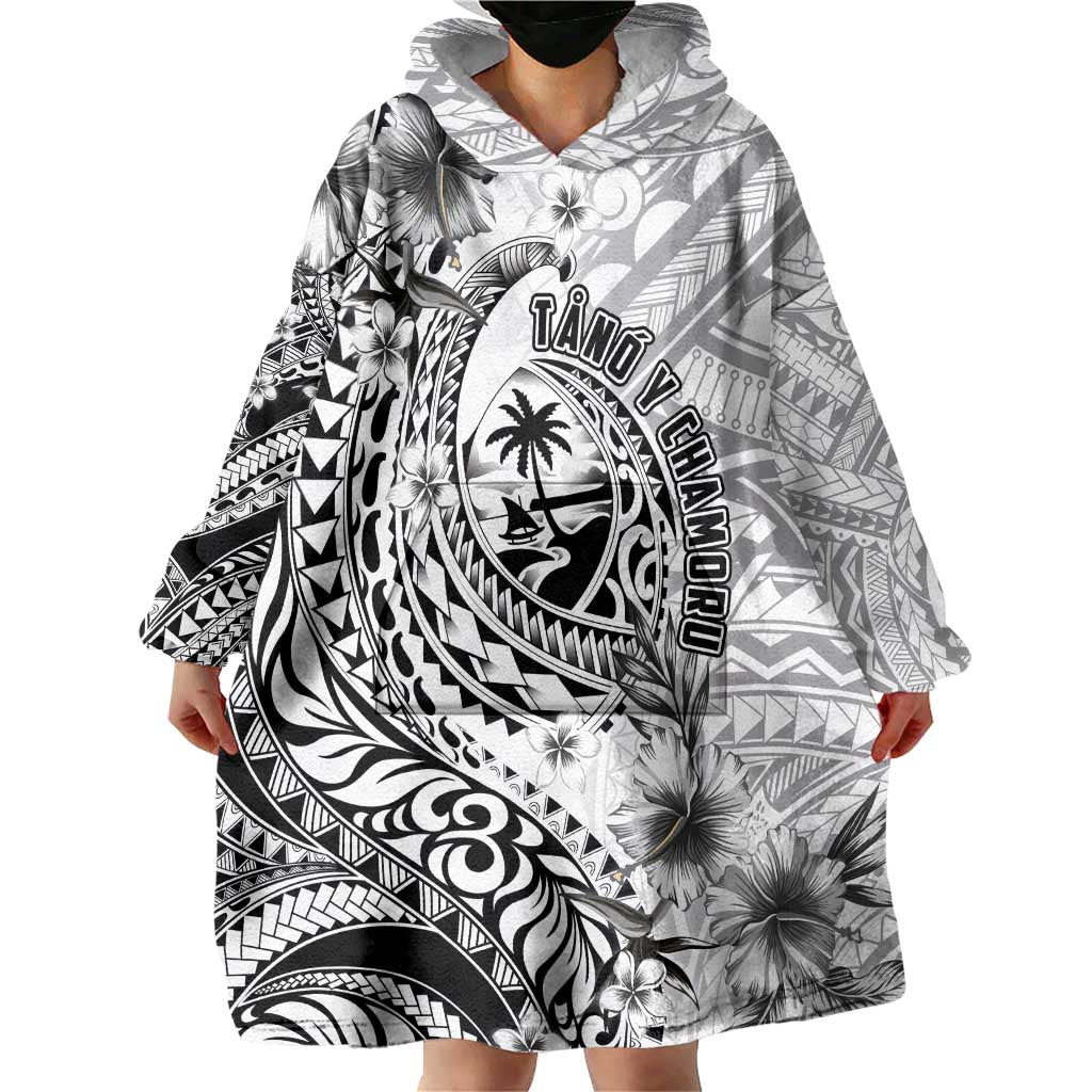 Guam-Land of the Chamorro Wearable Blanket Hoodie Polynesian Tattoo Style Hibiscus and Plumeria Art LT03 - Polynesian Pride
