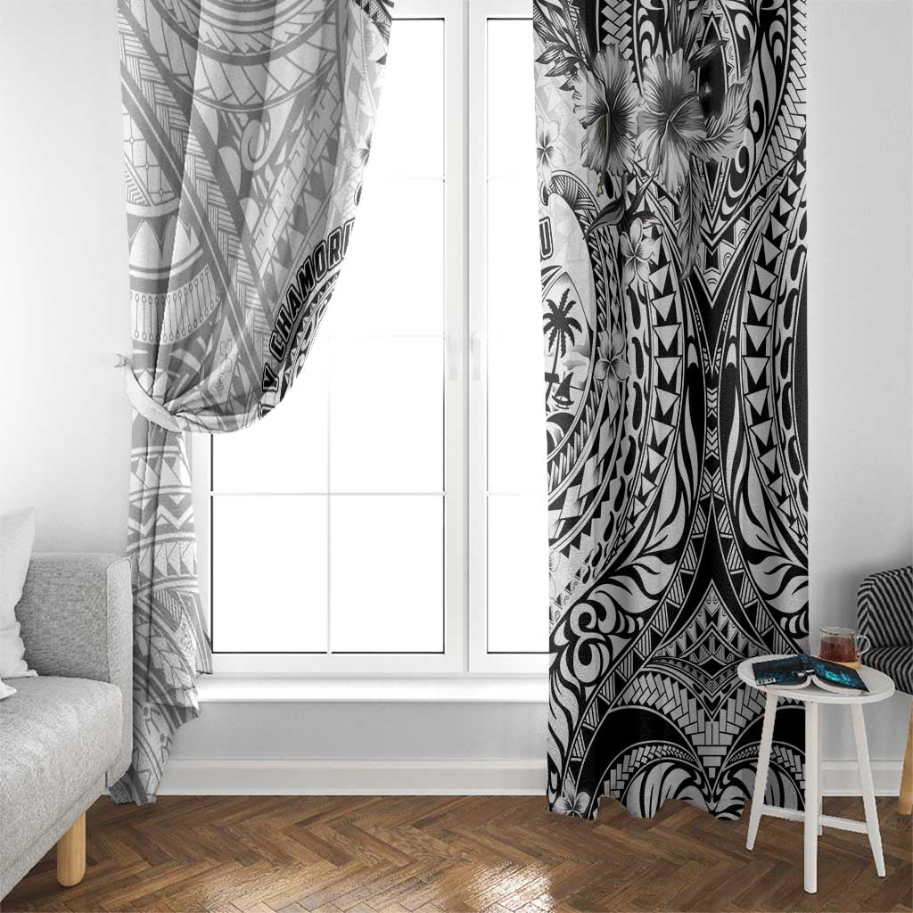 Guam-Land of the Chamorro Window Curtain Polynesian Tattoo Style Hibiscus and Plumeria Art LT03 - Polynesian Pride