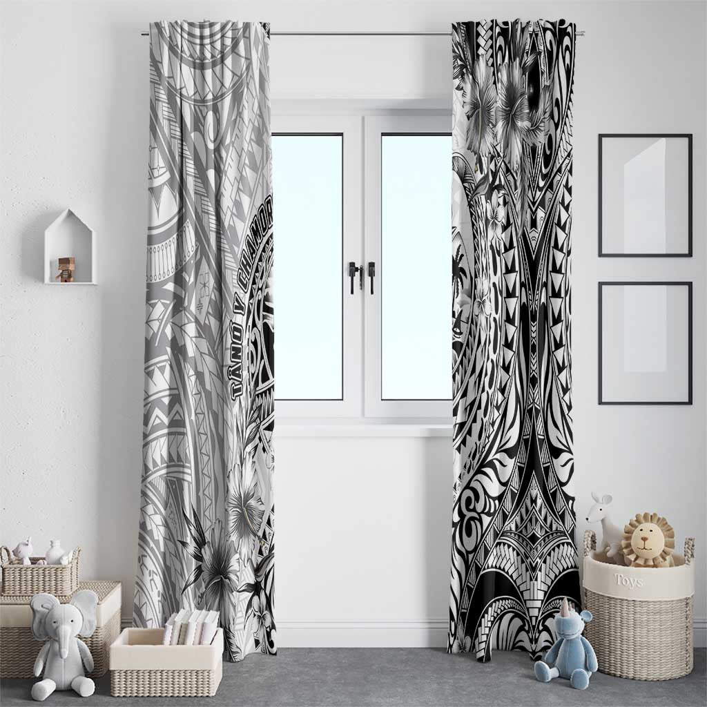 Guam-Land of the Chamorro Window Curtain Polynesian Tattoo Style Hibiscus and Plumeria Art LT03 - Polynesian Pride