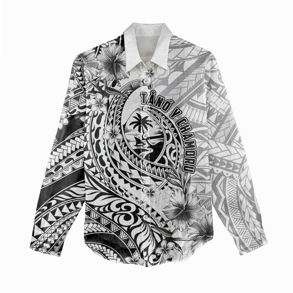 Guam-Land of the Chamorro Women Casual Shirt Polynesian Tattoo Style Hibiscus and Plumeria Art LT03 - Polynesian Pride