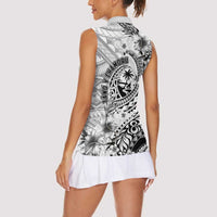 Guam-Land of the Chamorro Women Sleeveless Polo Shirt Polynesian Tattoo Style Hibiscus and Plumeria Art LT03 - Polynesian Pride