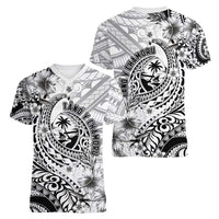 Guam-Land of the Chamorro Women V-Neck T-Shirt Polynesian Tattoo Style Hibiscus and Plumeria Art LT03 - Polynesian Pride