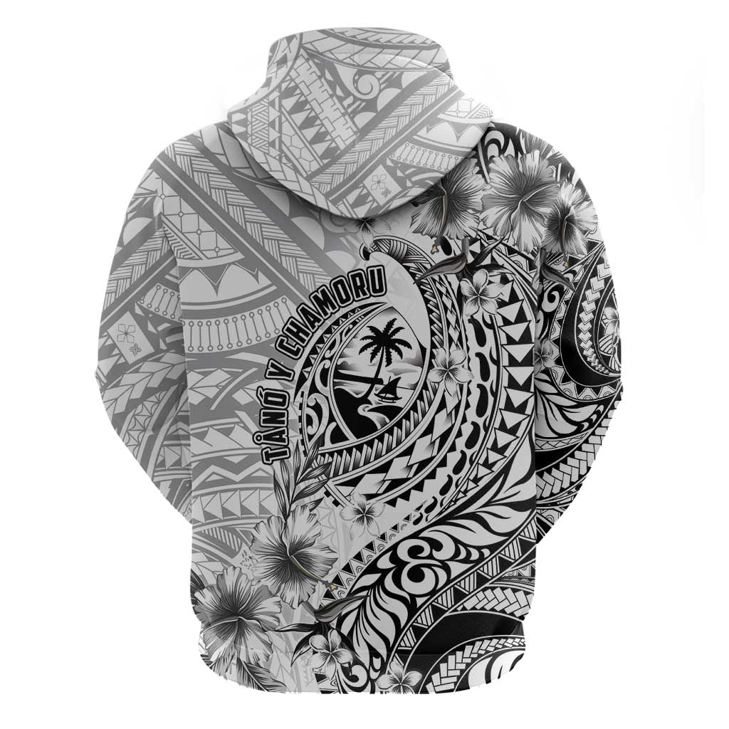 Guam-Land of the Chamorro Zip Hoodie Polynesian Tattoo Style Hibiscus and Plumeria Art LT03 - Polynesian Pride