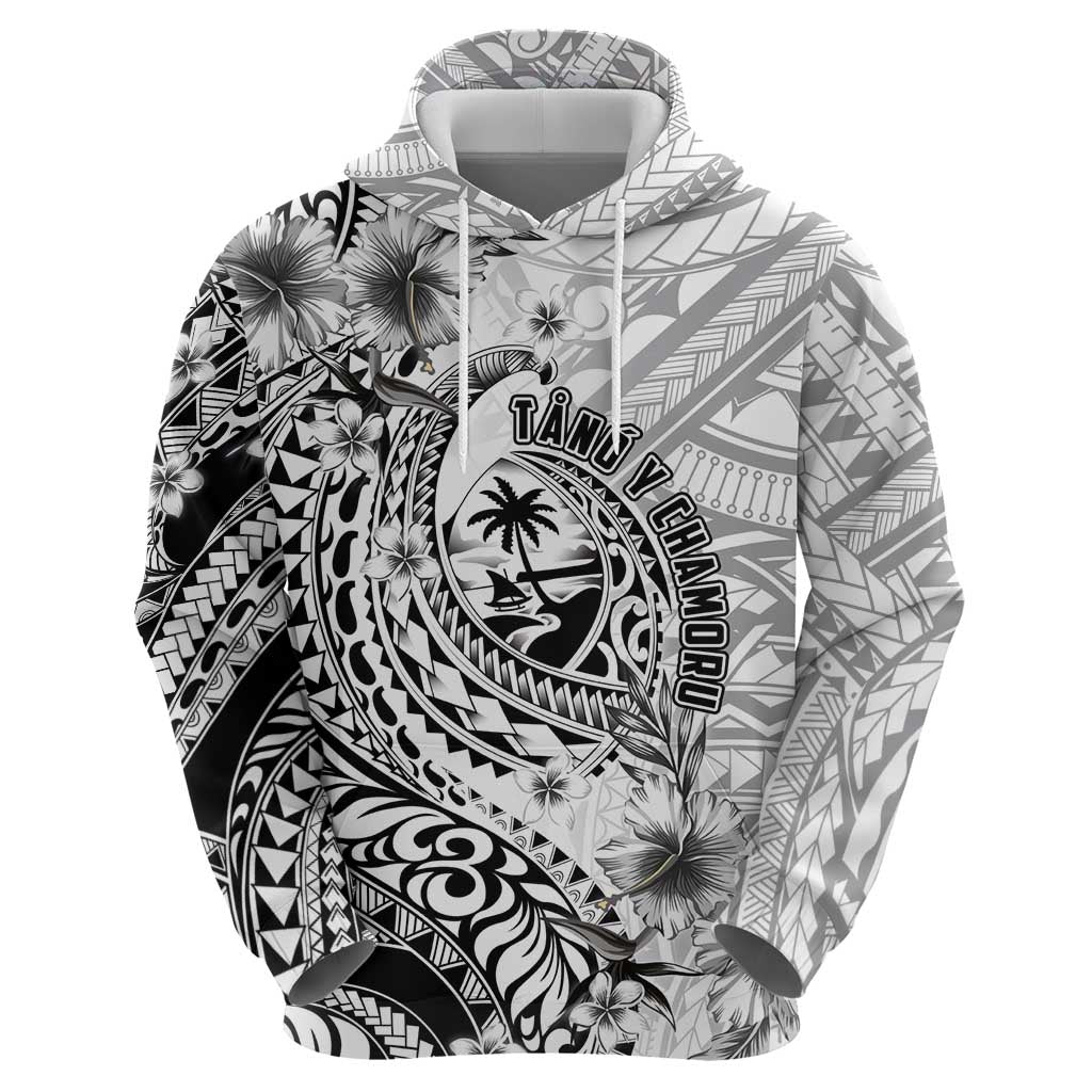 Guam-Land of the Chamorro Zip Hoodie Polynesian Tattoo Style Hibiscus and Plumeria Art LT03 - Polynesian Pride