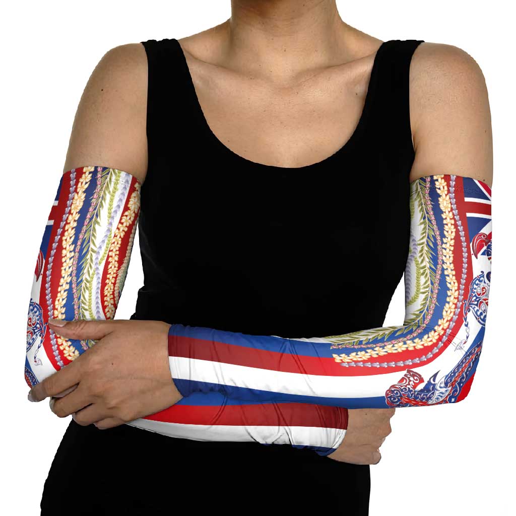 Hawaiian Sea Animals Arm Sleeves with Lei and Flag Style