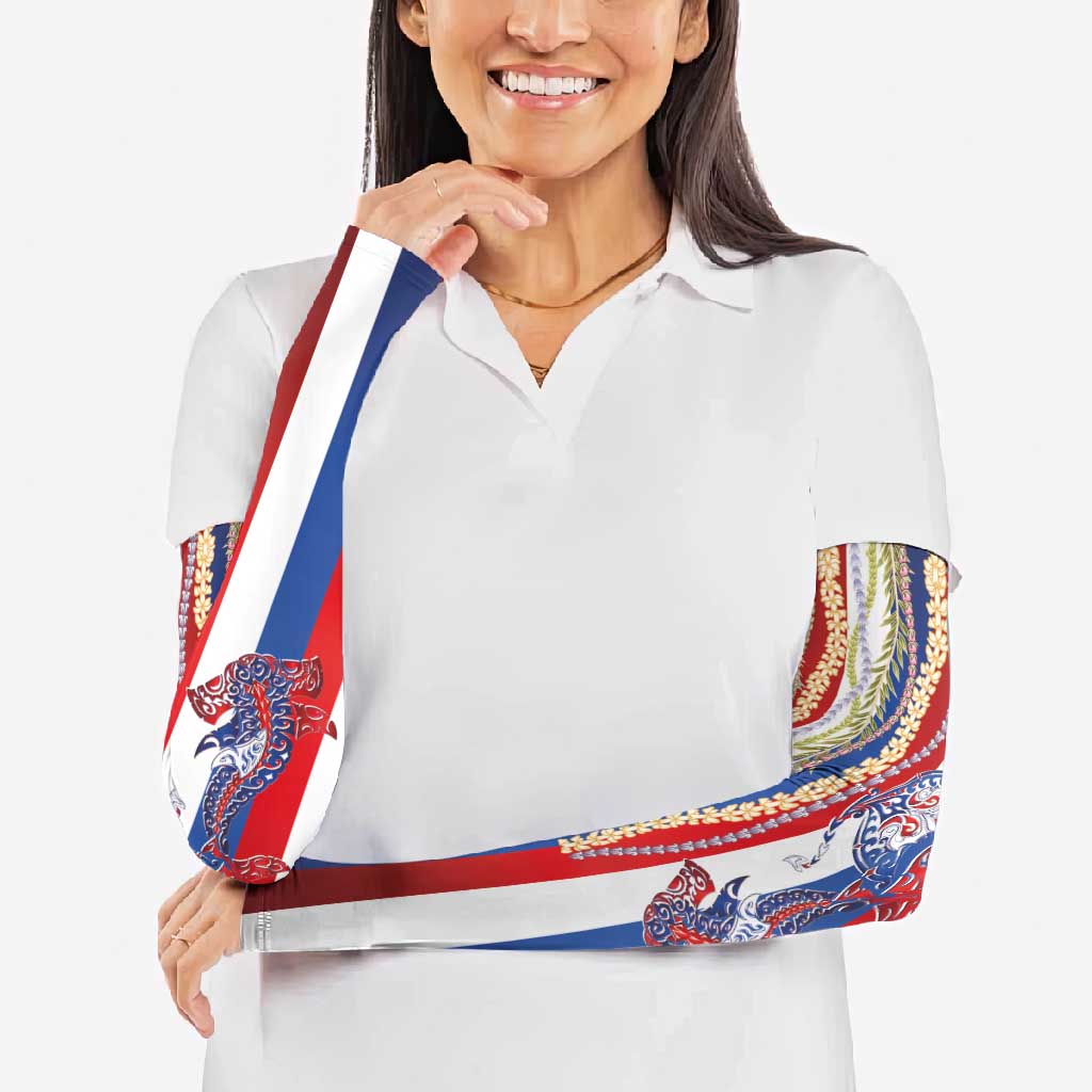 Hawaiian Sea Animals Arm Sleeves with Lei and Flag Style