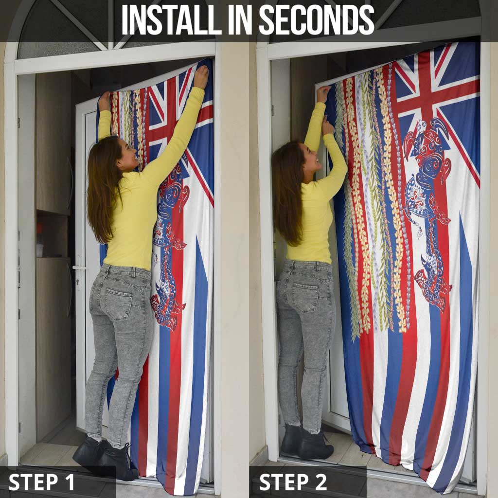Hawaiian Sea Animals Door Cover with Lei and Flag Style