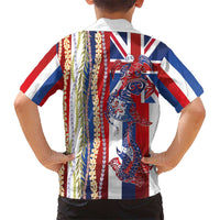 Hawaiian Sea Animals Family Matching Off Shoulder Short Dress and Hawaiian Shirt with Lei and Flag Style LT03 - Polynesian Pride