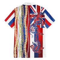 Hawaiian Sea Animals Family Matching Puletasi and Hawaiian Shirt with Lei and Flag Style LT03 - Polynesian Pride