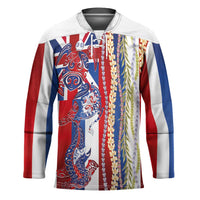 Hawaiian Sea Animals Hockey Jersey with Lei and Flag Style LT03 Unisex Multicolor - Polynesian Pride