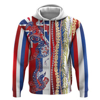 Hawaiian Sea Animals Hoodie with Lei and Flag Style