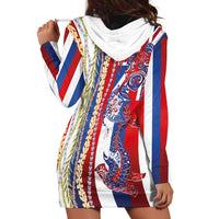 Hawaiian Sea Animals Hoodie Dress with Lei and Flag Style