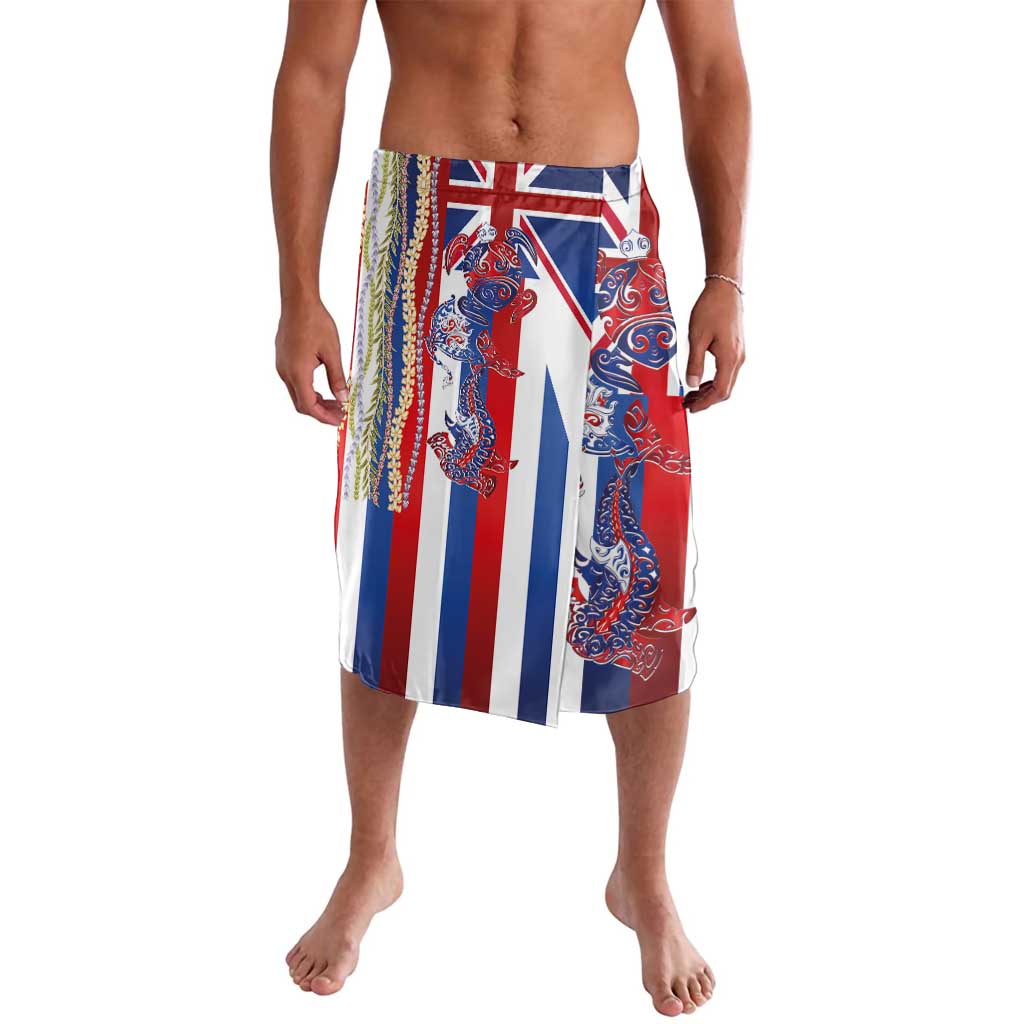 Hawaiian Sea Animals Lavalava with Lei and Flag Style