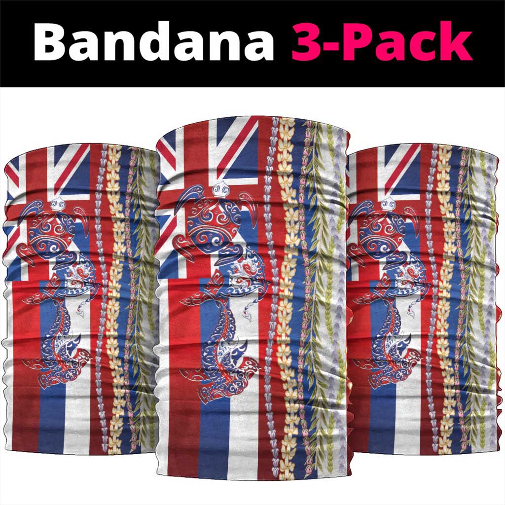Hawaiian Sea Animals Neck Gaiter with Lei and Flag Style