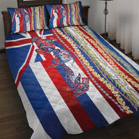Hawaiian Sea Animals Quilt Bed Set with Lei and Flag Style