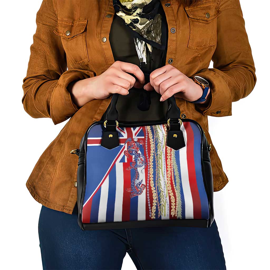 Hawaiian Sea Animals Shoulder Handbag with Lei and Flag Style