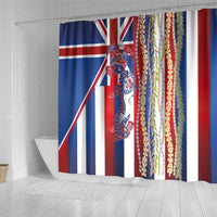Hawaiian Sea Animals Shower Curtain with Lei and Flag Style