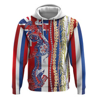Hawaiian Sea Animals Zip Hoodie with Lei and Flag Style
