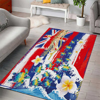 Hawaiian Sea Turtles and Plumeria Area Rug with Lei and Flag Grunge Style LT03 - Polynesian Pride