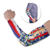 Hawaiian Sea Turtles and Plumeria Arm Sleeves with Lei and Flag Grunge Style LT03 Set of 2 Multicolor - Polynesian Pride